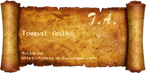 Tompai Anikó névjegykártya